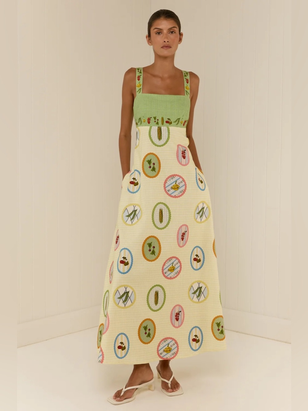 New Palm Noosa belle maxi dress in garden frames print